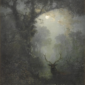 Eugen Krüger : Deer in the Forest (19th century) Canvas Gallery Wrapped or Framed Giclee Wall Art Print Digitally Remastered (D6050)