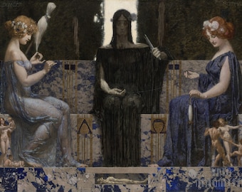 Alexander Rothaug : The Three Fates (1910) Canvas Gallery Wrapped or Framed Giclee Wall Art Print (D4560)