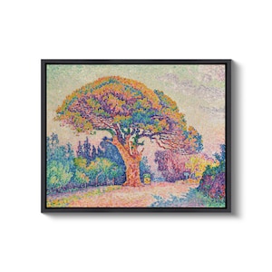 Paul Signac The Pine Tree at Saint-Tropez 1909 Canvas Gallery Wrapped or Framed Giclee Wall Art Print D5060 Black Floating Frame Canvas
