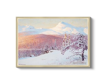 Gustaf Fjæstad : Winter Landscape (1923) Canvas Gallery Wrapped or Gustaf Fjæstad : Winter Landscape (1923) Canvas Gallery Wrapped or