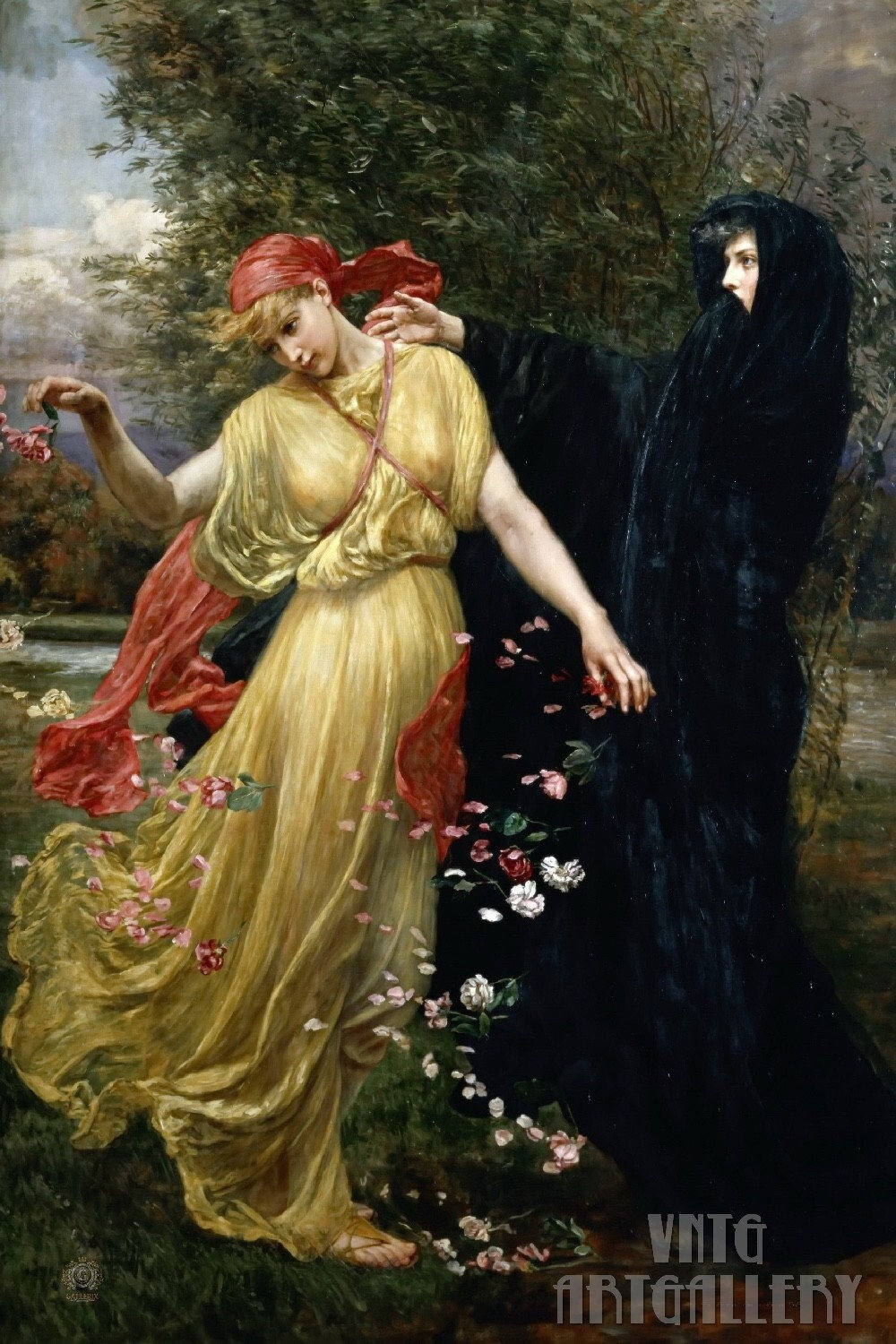 Valentine Cameron Prinsep - At The First Touch of Winter, Summer Fades (1897) Canvas Gallery Wrapped or Framed Giclee Wall Art Print (D6040)
