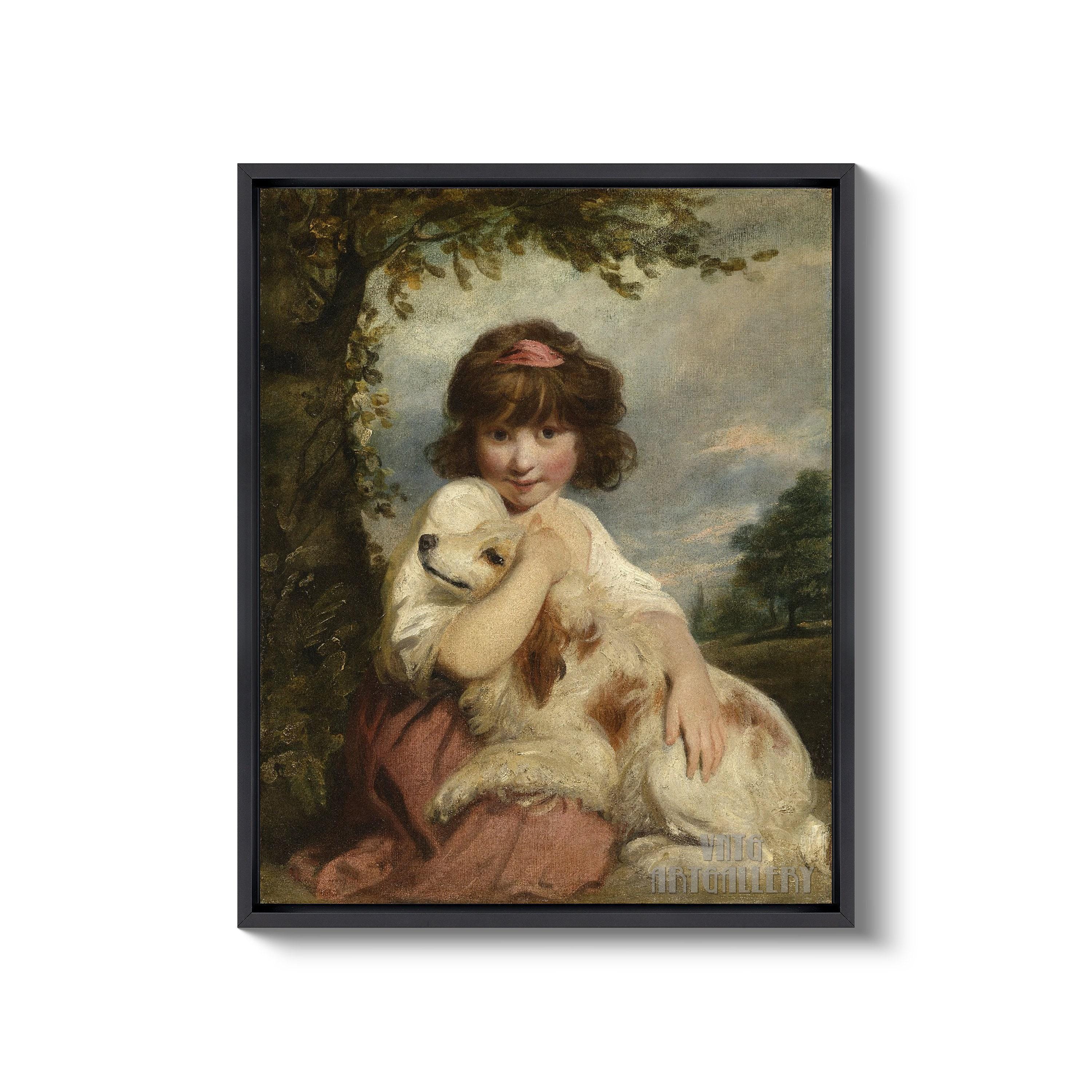 ジョシュア・レイノルズ作「少女と犬」（1780年）キャンバス
