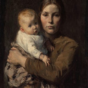 ガリ・メルチャーズ：母と子（1906）ギャラリーラップまたは額入りジクレー壁アートプリントデジタルリマスター（D6050）