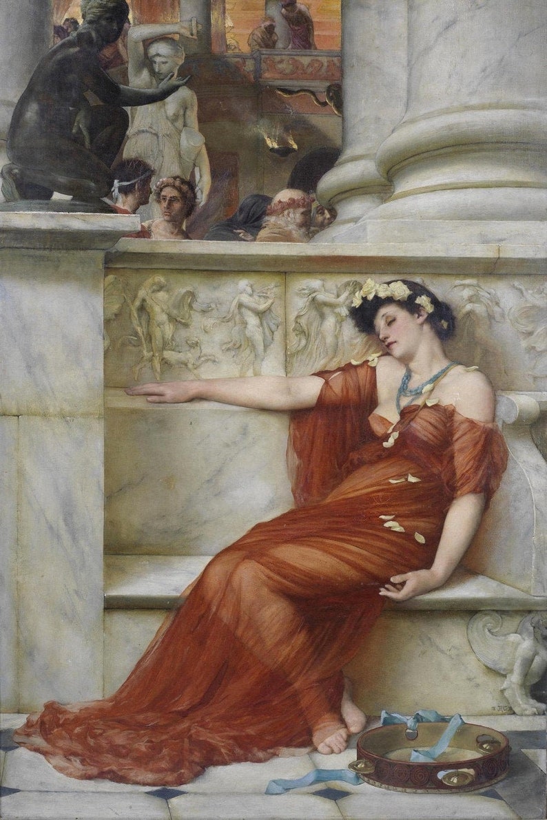 John Reinhard Weguelin D6040 The Tired Dancer 1879 Canvas Gallery Wrapped Giclee Wall Art Print