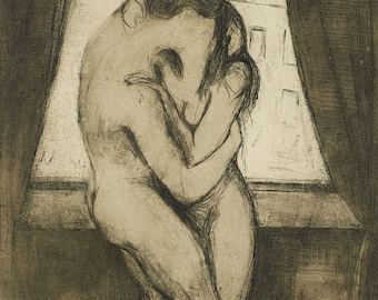 Edvard Munch : The Kiss (1895) Canvas Gallery Wrapped or Framed Giclee Wall Art Print (D6050)