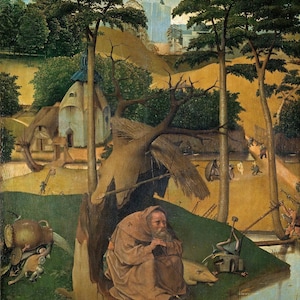 El Bosco: La Tentación de San Antonio (1500) Impresión Giclée sobre lienzo, enmarcada o envuelta (D6045)