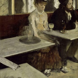 Edgar Degas: In un caffè Il bevitore di assenzio (1873) Stampa artistica su tela incorniciata o avvolta in una galleria d'arte Giclée, rimasterizzata digitalmente (D6045)
