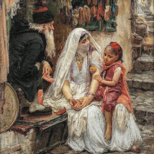 Frederick Arthur Bridgman : New Shoes, Algiers (1885) Gallery Wrapped or Framed Giclee Wall Art Print Digitally Remastered (D6050)