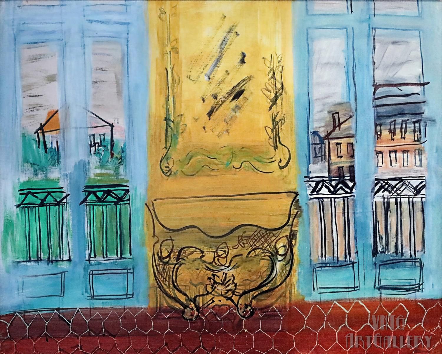 ラウル・デュフィ：二つの窓のある黄色いコンソール キャンバス