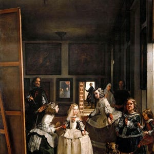 Diego Velázquez: Las Meninas (1656) Impresión giclée sobre lienzo, enmarcada o envuelta en galería, remasterizada digitalmente (D6050)