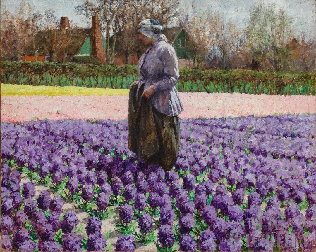 George Hitchcock : A Field of Hyacinth, Holland (c. 1890s) Canvas ...