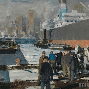George Bellows : Men of the Docks (1912) Canvas Gallery Wrapped or Framed Giclee Wall Art Print Digitally Remastered (D4560)