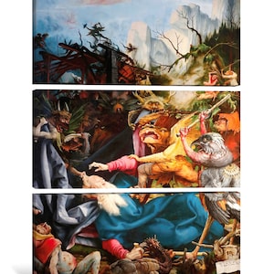 Matthias Grünewald : Isenheim Altarpiece Temptation of Saint Anthony 1515 Canvas Gallery Wrapped or Framed Giclee Wall Art Print D6040 3 Panel Stretched Canvas