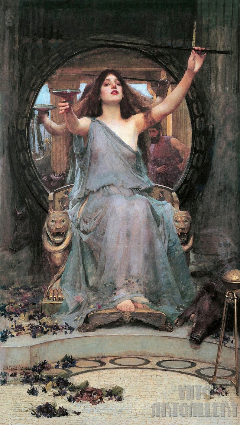 John William Waterhouse : Circe Offering the Cup to Odysseus 1891 Canvas Gallery Wrapped or Framed Giclee Wall Art Print D6035 image 1