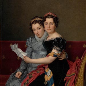 Jacques-Louis David : Sisters Zénaïde and Charlotte Bonaparte (1821) Canvas Gallery Wrapped or Framed Giclee Wall Art Print (D6045)