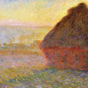 Claude Monet : Haystacks  Sunset (1891) Canvas Gallery Wrapped or Framed Giclee Wall Art Print Digitally Remastered (D4560)