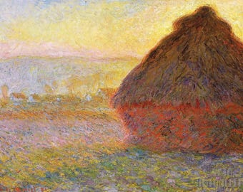 Claude Monet, Haystacks, Sunset 1891 Museum Quality Rolled Oil