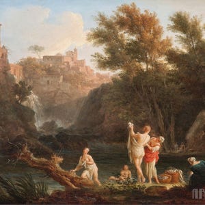 Claude-Joseph Vernet : The Four Times of Day  Evening (1757) Canvas Gallery Wrapped or Framed Giclee Wall Art Print (D4060)