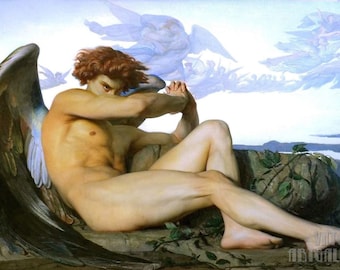 Alexandre Cabanel : Fallen Angel (1847) Canvas Gallery Wrapped or Framed Giclee Wall Art Print Digitally Remastered (D4060)