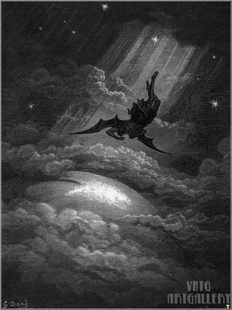 Gustave Doré : Satan in Paradise Lost 1866 Canvas Gallery Wrapped or Framed Giclee Wall Art Print D6045 image 1