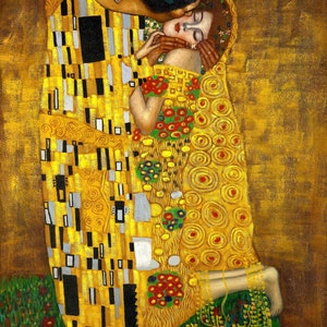 Gustav Klimt : The Kiss 1907-1908 Canvas Gallery Wrapped or Framed Giclee Wall Art Print D6045 image 1