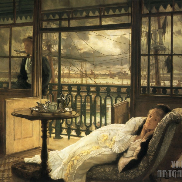 James Tissot : A Passing Storm (1876)  Canvas Gallery Wrapped or Framed Giclee Wall Art Print (D5060)