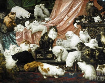 Carl Kahler : My Wife&#39;s Lovers (1891) Canvas Gallery Wrapped or Framed Giclee Wall Art Print Digitally Remastered (D4060)