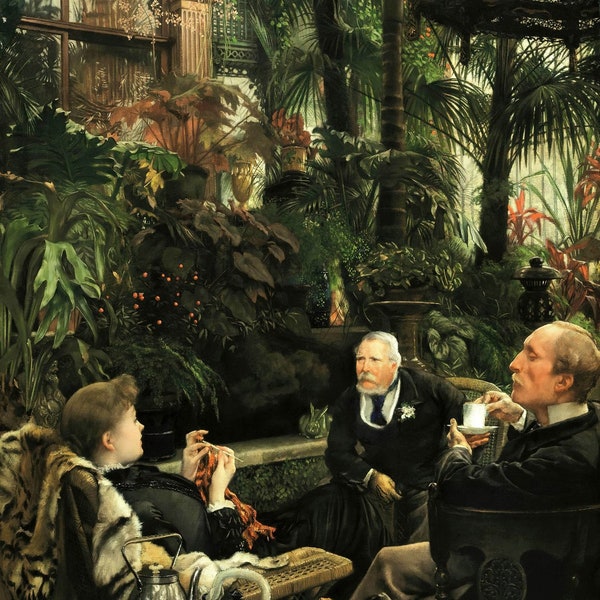 James Tissot : In the Conservatory (Rivals) (c.1875) Canvas  Gallery Wrapped or Framed Giclee Wall Art Print (D6045)