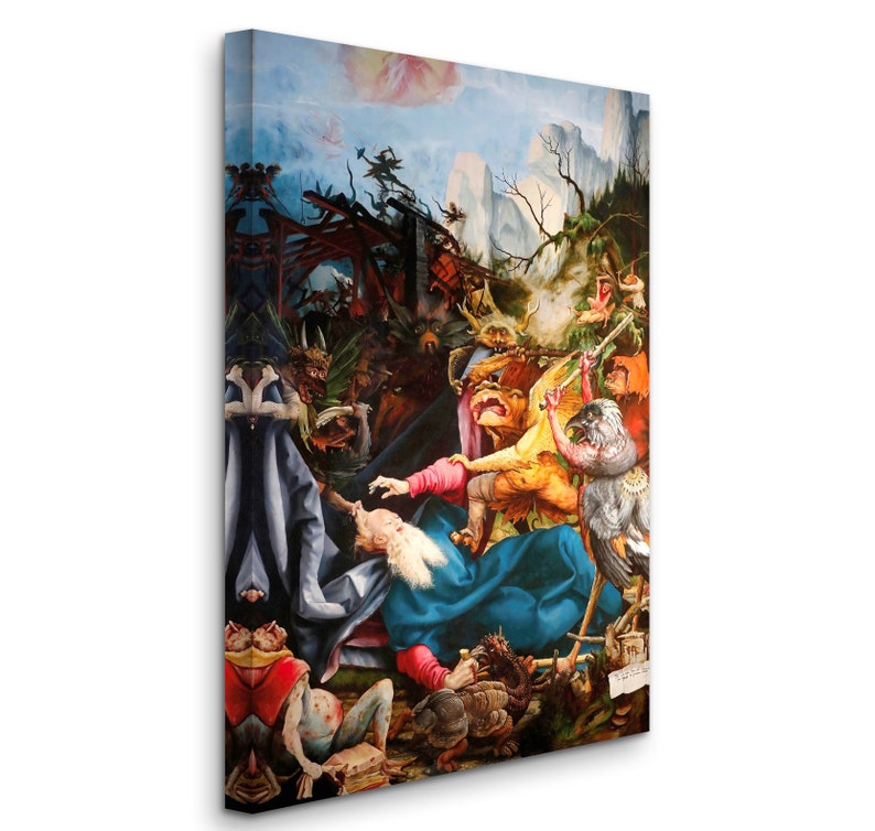 Matthias Grünewald : Isenheim Altarpiece Temptation of Saint Anthony 1515 Canvas Gallery Wrapped or Framed Giclee Wall Art Print D6040 1 Panel Stretched Canvas