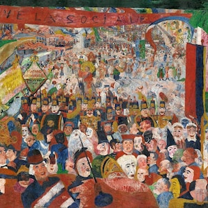James Ensor : Christ's Entry into Brussels in 1889 (1888) Canvas Gallery Wrapped or Framed Giclee Wall Art Print (D3560)