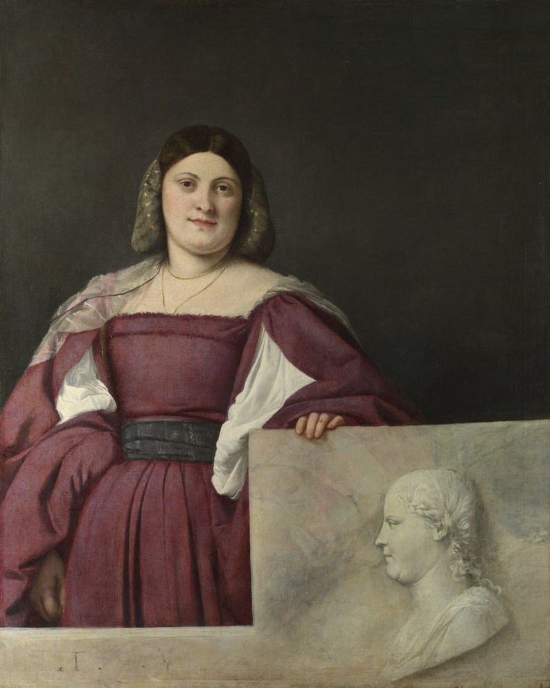 La Schiavona Titian : Portrait of a Lady 1510 D6050 Canvas Gallery Wrapped Giclee Wall Art Print