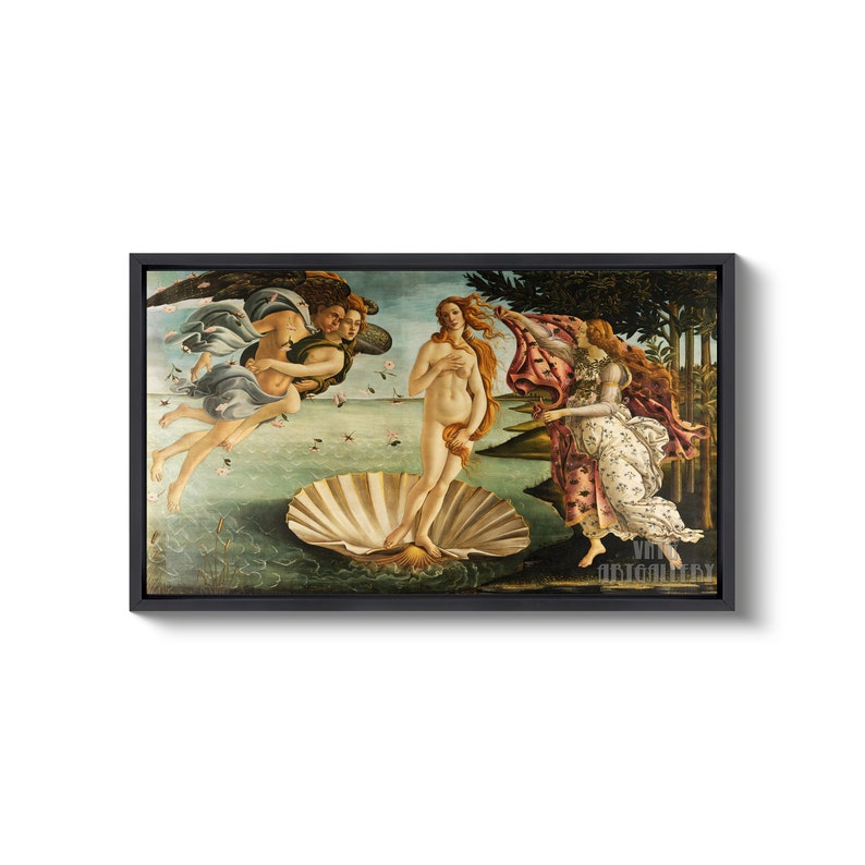 Sandro Botticelli : The Birth of Venus 1484 Canvas Gallery Wrapped or Framed Giclee Wall Art Print D3560 Black Floating Frame Canvas