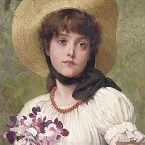 George Dunlop Leslie: Sweetpeas (Datum unbekannt) Gallery Wrapped oder gerahmt Giclee Wall Art Print Digitally Remastered (D6050)