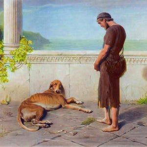 Briton Riviere: Ulises y Argos (1885) Impresión giclée sobre lienzo, enmarcada o enmarcada, remasterizada digitalmente (D5060)
