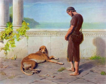 Briton Riviere: Ulisse e Argo (1885) Stampa artistica da parete giclée su tela, incorniciata o avvolta in una galleria, rimasterizzata digitalmente (D5060)