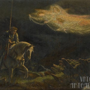 Arthur Hughes Study for Sir Galahad : The Quest for the Holy Grail (1870) Canvas Gallery Wrapped or Framed Giclée Wall Art Print (D4560)