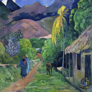 Paul Gauguin: Rue de Tahiti (1891) Canvastavla med gicléemotiv, digitalt remastrad eller inramad (D6045)