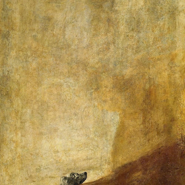 Francisco de Goya: El perro (1819). Impresión giclée sobre lienzo, enmarcada o enmarcada, remasterizada digitalmente (D6040).