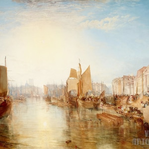Joseph Mallord William Turner : The Harbor of Dieppe (1826) Canvas Gallery Wrapped or Framed Giclee Wall Art Print (D4560)