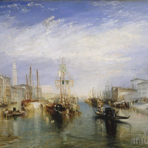 J.M.W. Turner: Il Canal Grande - Venezia (1835) Stampa artistica da parete Giclée su tela, incorniciata o avvolta in una galleria, rimasterizzata digitalmente (D4560)
