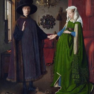 Jan van Eyck : The Arnolfini Portrait (1434) Canvas Gallery Wrapped or Framed Giclee Wall Art Print Digitally Remastered (D6045)