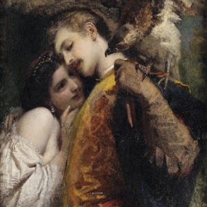 Tranquillo Cremona : Il Falconiere (1863) Canvas Gallery Wrapped or Framed Giclee Wall Art Print Digitally Remastered (D6050)