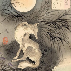 Yoshitoshi Tsukioka : The Moon on Musashi Plain (1892) Canvas Gallery Wrapped or Framed Giclee Wall Art Print Digitally Remastered (D6040)