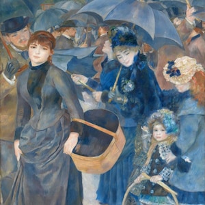 Pierre-Auguste Renoir : The Umbrellas (ca. 1881-86) Canvas Gallery Wrapped or Framed Giclee Wall Art Print Digitally Remastered (D6040)