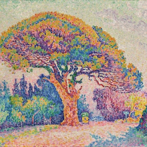 Paul Signac - Il pino a Saint-Tropez (1909) Stampa artistica su tela incorniciata o avvolta in una galleria d'arte Giclée, rimasterizzata digitalmente (D5060)