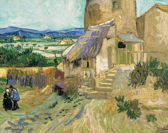 幅137×高さ77 自然の風景 水車小屋 絵画 アウトレット特価品 お買い得商品 ヴィンセント・ヴァン・ゴッホ - 古い水車小屋（1888年） - アート