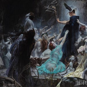 Adolf Hirémy-Hirschl - Souls on the Banks of the Acheron (1898) Canvas Gallery Wrapped or Framed Giclee Wall Art Print (D4060)
