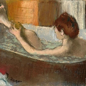 Tableau Botero "Nacht In Bad" - Reproduction Sur Toile - Femme Nue Dans Salle De Bain