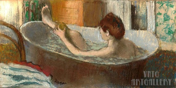 エドガー・ドガ：入浴中の女性、足をスポンジで拭く（1884年
