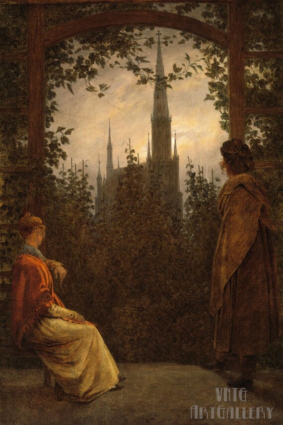 Caspar David Friedrich : Gazebo (1818) Canvas Gallery Wrapped Giclee Wall Art Print Digitally Remastered (D6040)